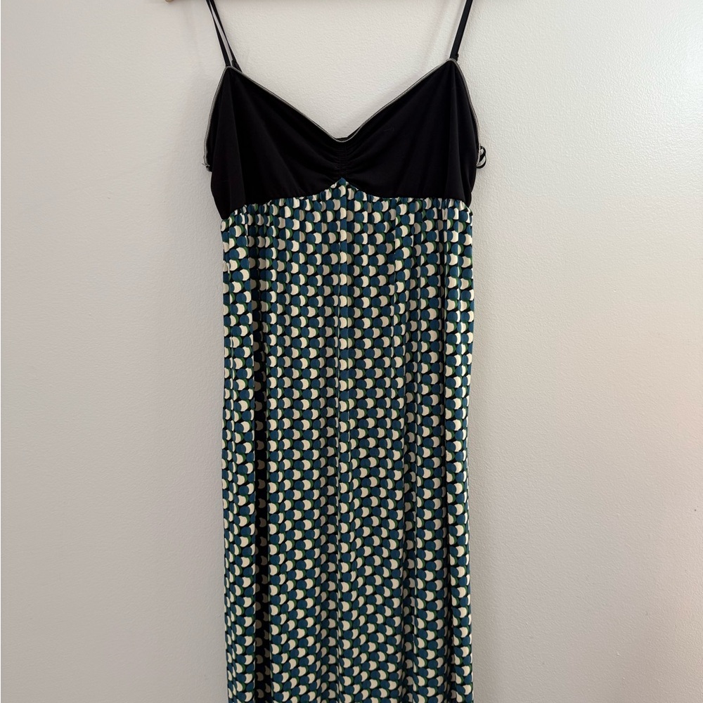 Max Studio Black and Green Strapless Dress